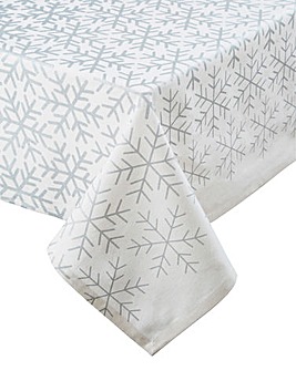 Silver Snowflakes Rectangle Tablecloth