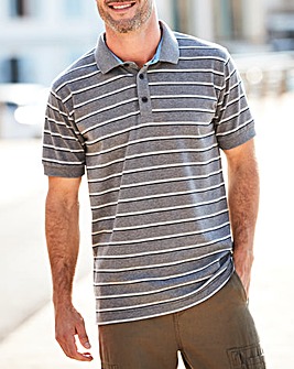 W&B Grey Stripe Short Sleeve Polo Shirt Long