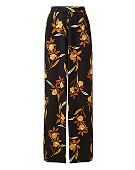 Neon Rose Floral Print Wide Trousers