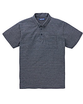 Navy Stripe Short Sleeve Polo Shirt Long