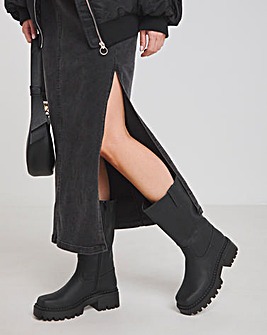 Peyton Chunky Biker Boots Extra Wide EEE Fit Curvy Calf