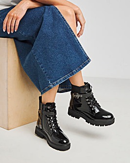 Lindsay Lace Up Utility Ankle Boot Extra Wide EEE Fit