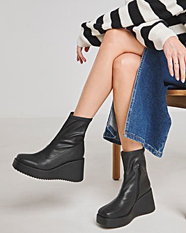 Noah Stretch Upper Wedge Ankle Boots Wide E Fit