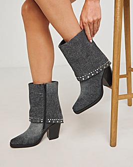 Enid Western Studded Cuff Ankle Boots Wide E Fit