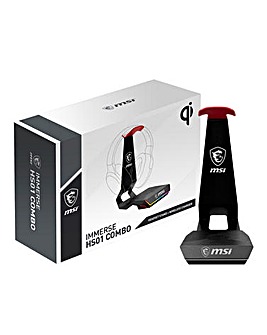 MSI Immerse HS01 Combo Gaming Headset Stand with Wireless Qi Charger