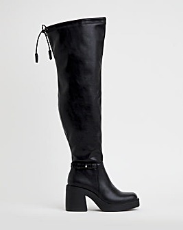 Ace Over Knee Platform Stretch Boots Extra Wide EEE Fit Super Curvy - Curvy Plus