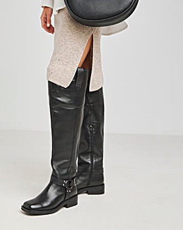 Naira Leather Over Knee Western Boots Extra Wide EEE Fit Super Curvy Calf