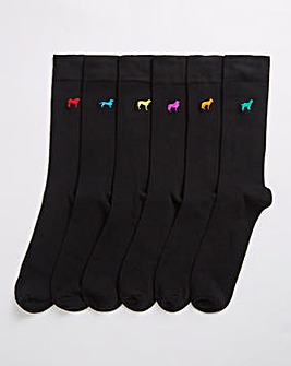 6 Pack Black Dog Embroidery Socks