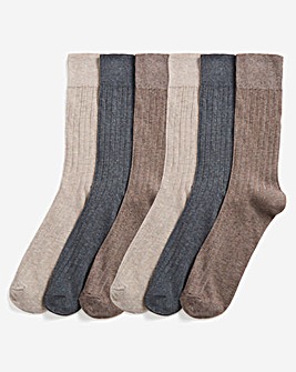 Pack of 6 Ribbed No Elastic Socks