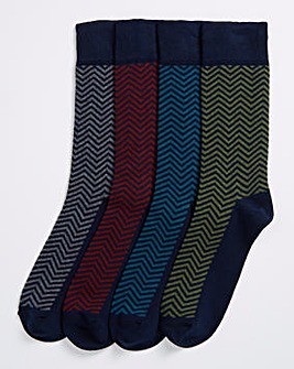4 Pack Formal Herringbone Socks