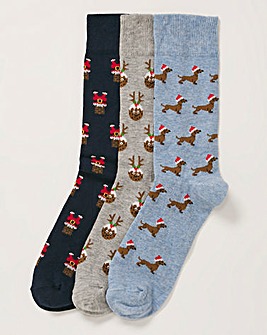 3 Pack Christmas Novelty Socks