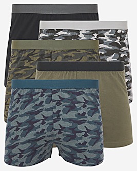 Pack Of 5 Camo Print Loose Boxers