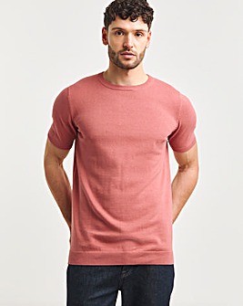 Pink Knitted Short Sleeve T Shirt