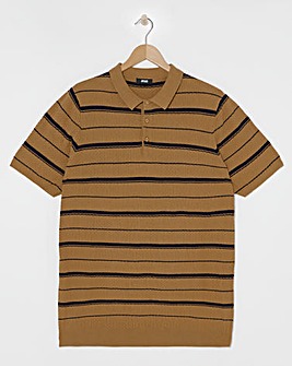 Textured Stripe Knitted Polo