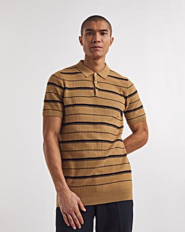 Textured Stripe Knitted Polo