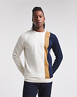 Stone Colour Block Knitted Jumper