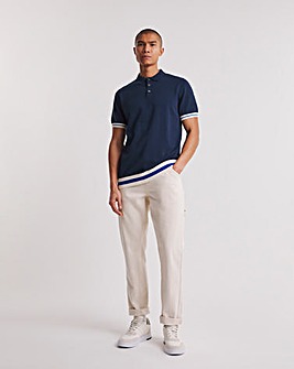 Navy Textured Rib Polo