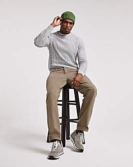Grey Marl Cable Knit Crew Neck Jumper