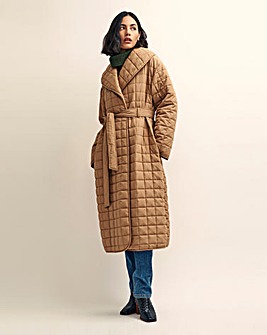 Nobody's Child Quilted Belt Shawl Collar Quilted Wrap Coat