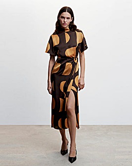 Mango Lily Printed Satin Dress