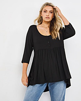 3/4 Sleeve Button Down Smock Tunic