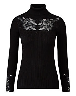 Lace Detail Roll Neck Jumper