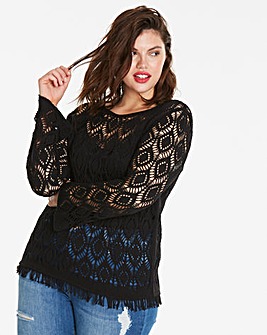 Fringe Pointelle Jumper