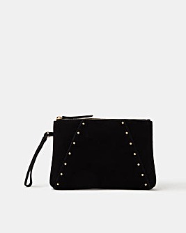 Accessorize Stud Suede Clutch Bag