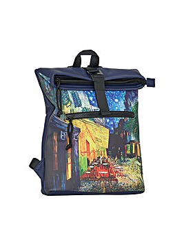 New Rebels Cafe at Night PU Rolltop Tablet Backpack