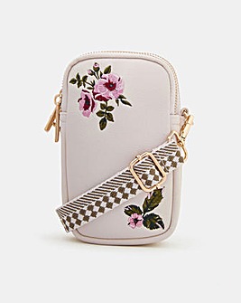 Accessorize Floral Embroidered Phone Bag
