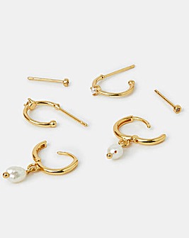 Accessorize 14ct Gold-Plated Stud Hoops