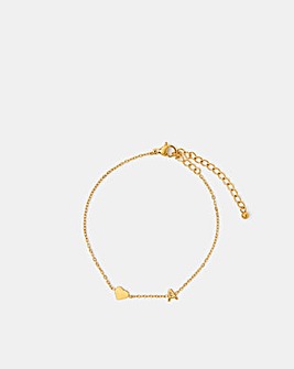 Accessorize SS Heart Initial Bracelet