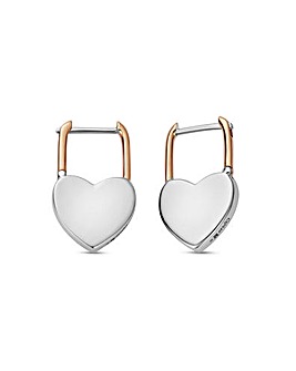 Cariad Sterling Silver Padlock Hoop Earrings