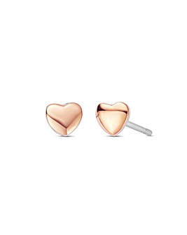 Forever Yours Sterling Silver & 9ct Rose Gold Love Heart Stud Earrings