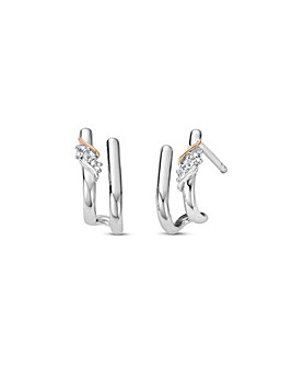 Past Present Future Sterling Silver Curve Stud Earrings with Topaz