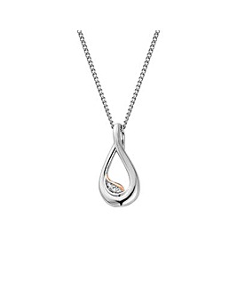 Past Present Future Sterling Silver Twist Pendant with Topaz