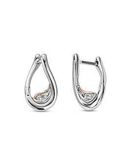 Past Present Future Sterling Silver Twist Hoop Earrings with Topaz