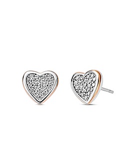 Forever Yours Sterling Silver Love Heart Earrings with Swarovski Zirconia