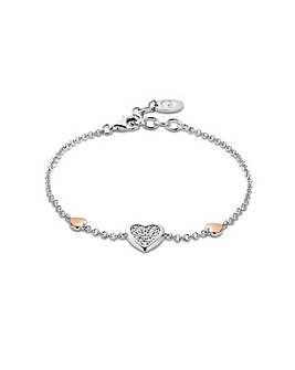 Forever Yours Sterling Silver Love Heart Bracelet with Swarovski Zirconia