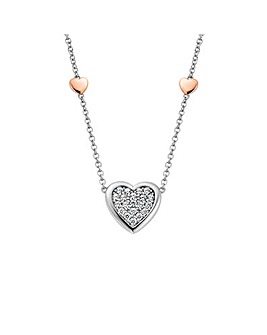 Forever Yours Sterling Silver Love Heart Necklace with Swarovski Zirconia