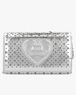Love Moschino Heart Basket Silver Cross-Body Bag