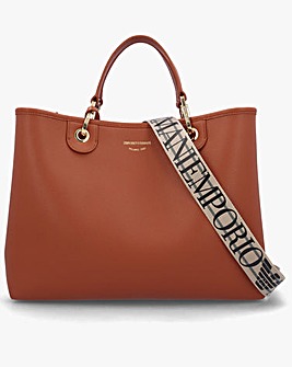 Emporio Armani Tan Pebbled Shopper With Pouch