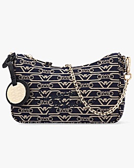 Emporio Armani Canvas Jacquard Navy Denim Baguette Bag