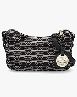 Emporio Armani Canvas Jacquard Black Shoulder Bag