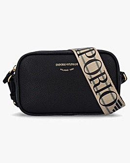 Emporio Armani Piped Black & Silver Camera Bag