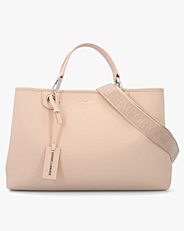Emporio Armani Apricot Moka Pebbled Shopper With Pouch