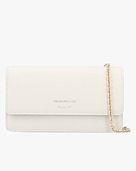 Emporio Armani Mini Latte Tumbled Leather Cross-Body Bag