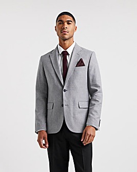 Grey Regular Fit Linen Blazer