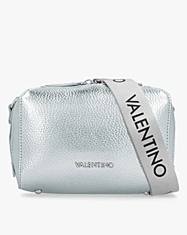 Valentino Bags Pattie Haversack Silver Pebbled Cross Body Bag
