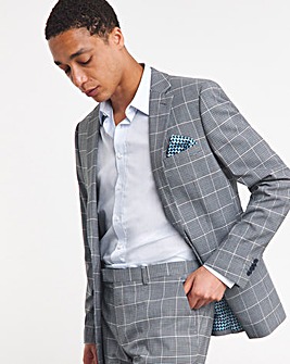 Blue Check Regular Fit Suit Jacket